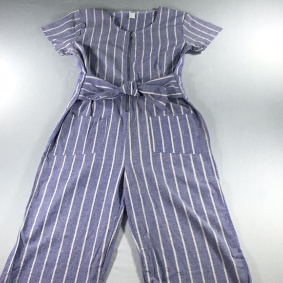 Pants - Coastal chic Size M Jumpsuit blue and white Striped Cottagecore Cropped